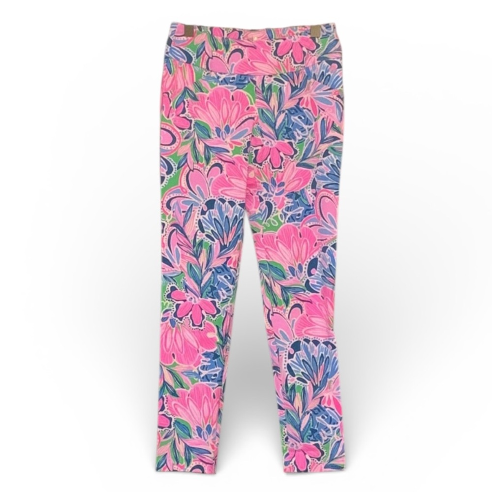 Lilly Pulitzer Luxletic Corso Pant UPF 50+ Gecko Green Tiger Sunrise Golf